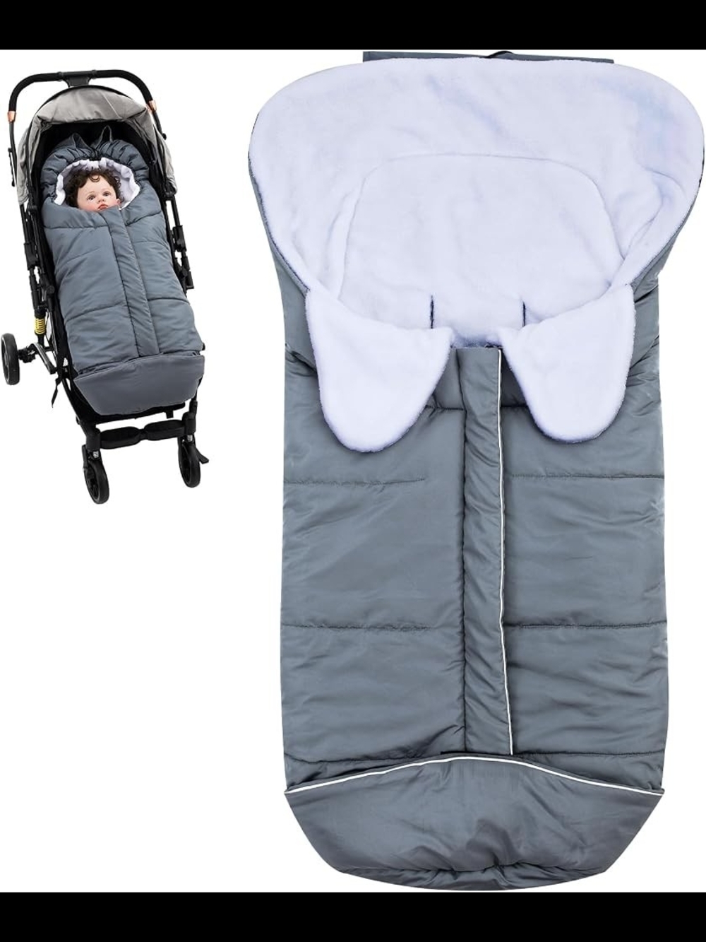 Grey Infant Stroller Lined Footmuff/Bunting